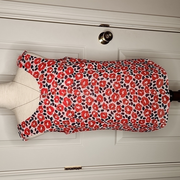 Cabi Flipside Red Floral Ruffle Blouse Size Small Style 5356 - Picture 1 of 11